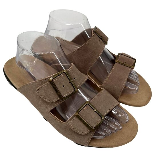 J-41 Adventure On Womens Leather Cushioned Footbed Slide Sandals 10M - Picture 2 of 11